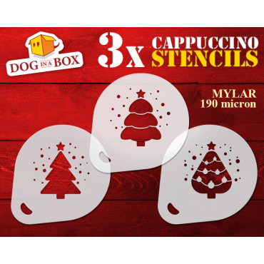 Christmas Trees stencils n.1 (set of 3) Cappuccino and Coffee cocoa powder decor stencil - Face Painting stencils