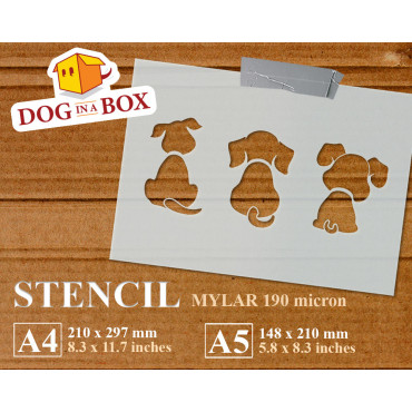 Dogs sitting stencil n.1 - Reusable dogs stencil for wood signs, wall decor and fabric
