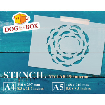 Fish stencil n.7 - Reusable fish swarm stencil for wood signs, wall decor and fabric