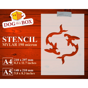 Koi stencil n.2 - Reusable koi carps stencil for wood signs, wall decor and fabric