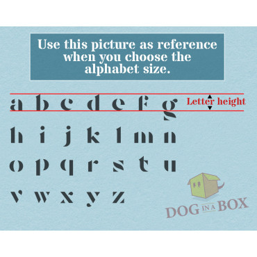Pochoir alphabet n.9 - Pochoir lettres minuscules. Pochoir de police pour panneaux en bois, pochoirs de mariage ou mots personna