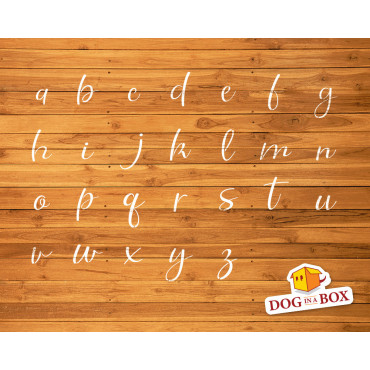 Alphabet stencil n.10 - Lowercase calligraphic letters stencil. Font stencil for wood signs, wedding stencils or custom words.