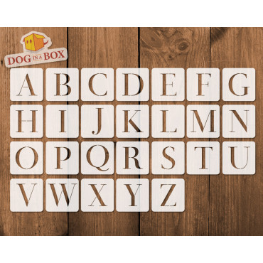 Alphabet stencils font n.14 - Uppercase font stencil for wood signs and walls.