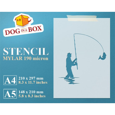 Fishing stencil n.2 - Reusable fisherman stencil for wood signs, walls or fabrics.