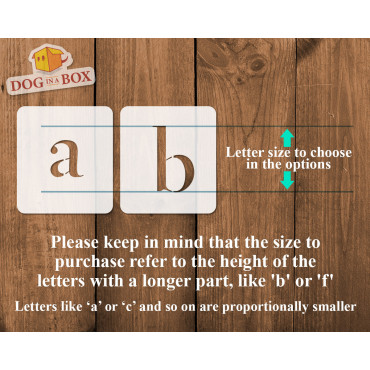 Alphabet stencils font n.14 - Lowercase font stencil for wood signs and walls.