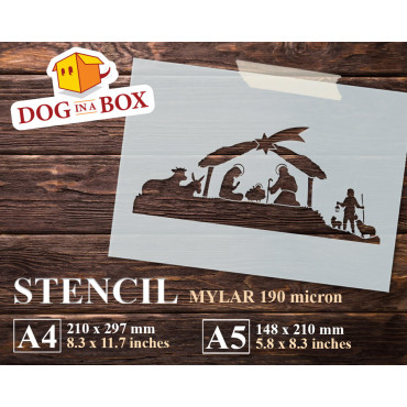 Nativity stencil n.3 - Reusable Christmas stencil for nativity scene decoration, wood signs and walls