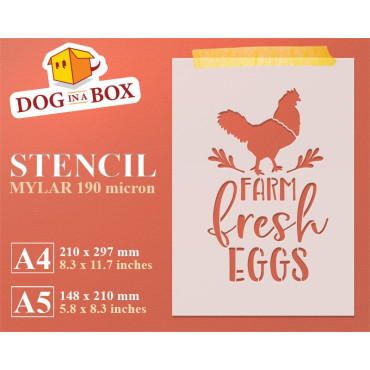 Farm Fresh Eggs stencil - Reusable farm stencil for wood signs, fabrics, bags, sacks and walls