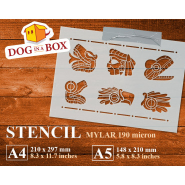 Aztech Symbols n.1 - Reusable Nahuatl - Mayan hieroglyphs stencil. Aztec Glyphs.
