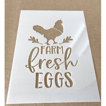 Farm Fresh Eggs Schablone - Wiederverwendbare Farm Schablone für Holzschilder, Stoffe, Taschen, Säcke und Wände