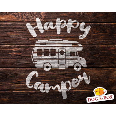 Happy camper stencil n.4 - Reusable Camper stencil for wood signs, walls or fabrics.