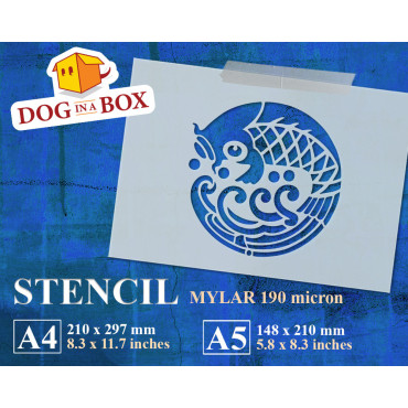 Koi stencil n.3 - Reusable koi carps stencil for wood signs, wall decor and fabric