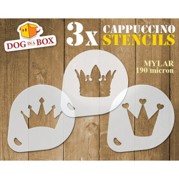 Crown Stencils (set of 3) Cappuccino and Coffee cocoa powder decor stencil - Face Painting stencils