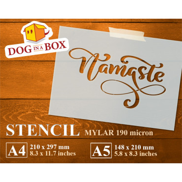 Namaste stencil n.2 - Namaskar stencil for wall painting, wood sings, fabrics decor. Reusable and durable.
