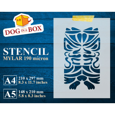 Tiki Totem stencil n.3 - Polynesian, Hawaiian, Maori tribal stencil