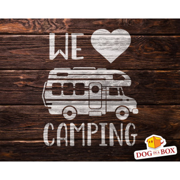 We Love Camping stencil n.1 - Reusable Camper stencil for wood signs, walls or fabrics.
