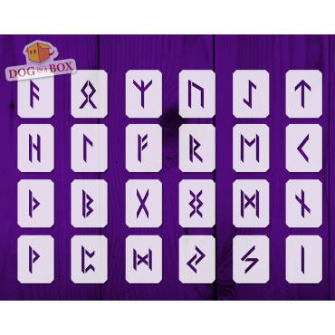 Runes stencils cards n.2- 24 individual runes reusable stencils for wood, walls and fabrics
