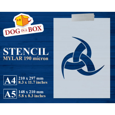 Triskell stencil n.2 - Celtic Triskelion stencil. Triquetra reusable stencil for painting