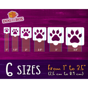 Cat Paw prints stencils - Set of 6 different sizes. Reusable paw print stencils