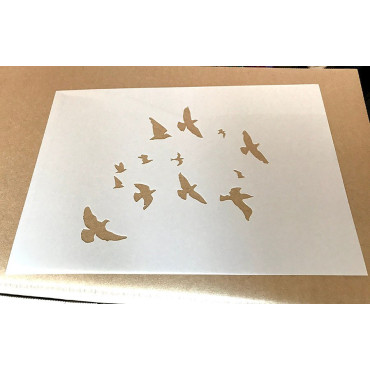 Stencil per uccelli volanti n. 1 - Stencil per uccelli riutilizzabili per pareti, insegne in legno o tessuti.
