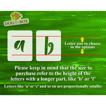 Stencil Alfabeto n.15 - Lettere Minuscole. Stencil di Lettere individuali dalla A alla Z