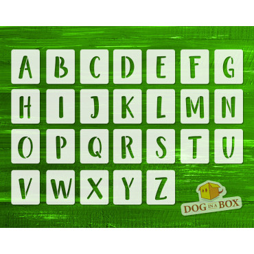Alphabet stencils font n.15 - Uppercase. Individual letters A to Z, single letter stencils