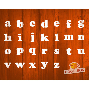 Alphabet stencils font n.16 - Lowercase. Individual letters A to Z, single letter stencils