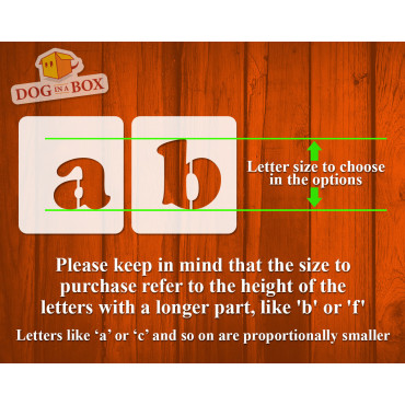 Alphabet stencils font n.16 - Lowercase. Individual letters A to Z, single letter stencils