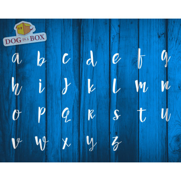 Alphabet stencils font n.18 - Lowercase. Individual letters A to Z, single letter stencils