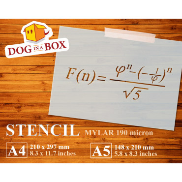 Fibonacci sequence stencil - Reusable Fibonacci mathematical formula stencil. Geek stencil