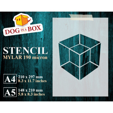 Hypercube stencil - Reusable cube stencil for geek guys. 4 dimension cube stencil