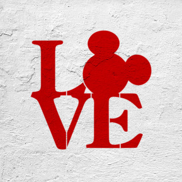 Mickey Mouse Love stencil n.1 - Cartoon and movie stencil for nursery decoration