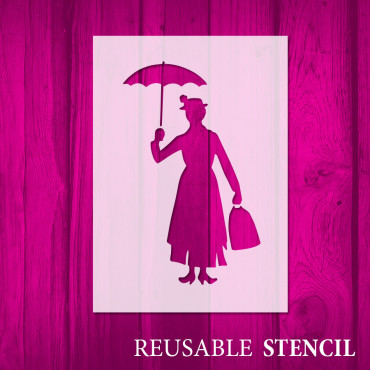 Mary Poppins stencil n.1 - Disney Cartoon and movie stencil for nursery decoration