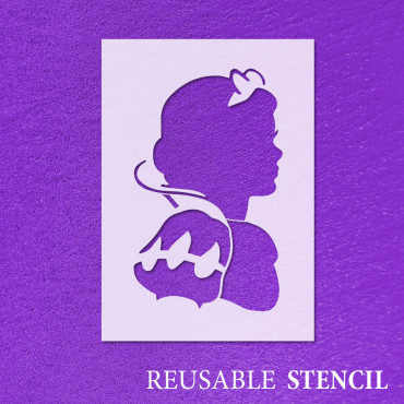 Princess Snow White stencil n.3 - Disney Fairy Tale stencil for nursery decoration and wall painting.