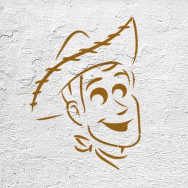 Toy cowboy stencil n.1 - Cartoons and Toys stencil for nursery decoration and wall painting.