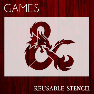 Dungeons and Dragons stencil n.1 - Fantasy stencil. Board game stencil for nerd and geek creeks.