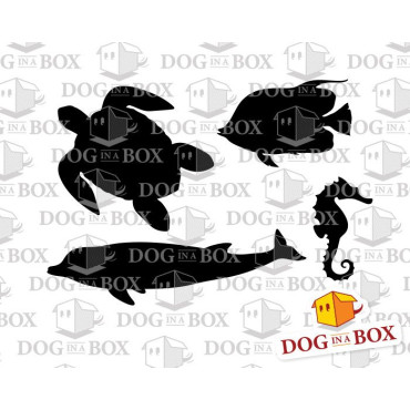 Sea life animals stencil n.2 - Reusable stencil for wood signs or walls with dolphin, turtle, fish and seahorse