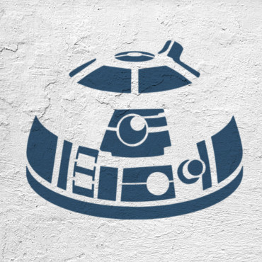 Star Wars stencil n.19 - Droid R2D2 stencil. Sci-Fi movie stencil for geeks and nerds