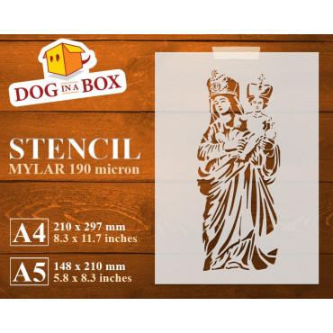 Our lady of prompt succor stencil - Reusable christian stencil for churches, wood signs, wall decorations
