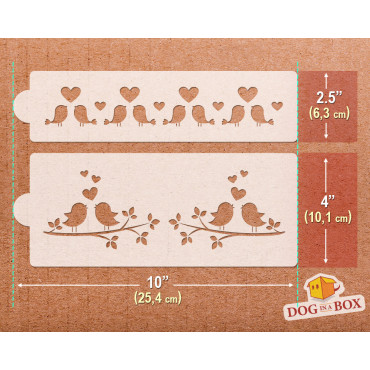 Liebeskuchen oder Wandränder Schablone Nr. 1 - Set mit 2 wiederverwendbaren Schablonen zum Dekorieren von Kuchen oder Wänden.