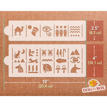 Hieroglyphs cake or wall borders stencils n.1 - Set of 2 reusable stencils to decorate cakes or walls.