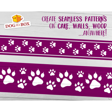 Cat pawprints cake or wall borders stencils n.1 - Set of 2 reusable stencils to decorate cakes or walls.