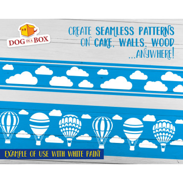 Hot air balloons cake or wall borders stencils n.1 - Set of 2 reusable stencils to decorate cakes or walls.