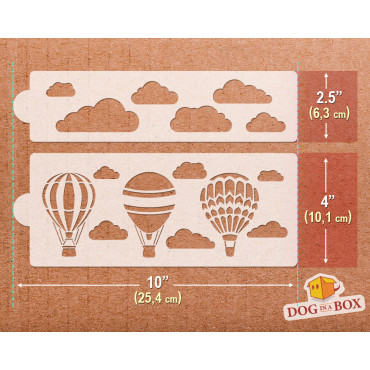 Pochoirs à gâteau ou bordures murales montgolfières n.1 - Lot de 2 pochoirs réutilisables pour décorer gâteaux ou murs.