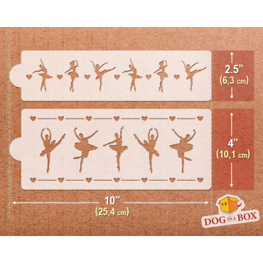 Ballerina cake or wall borders stencils n.1 - Set of 2 reusable stencils to decorate cakes or walls.