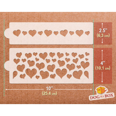 Schablonen für Herzkuchen oder Wandränder n.1 - Set mit 2 wiederverwendbaren Schablonen zum Dekorieren von Kuchen oder Wänden.