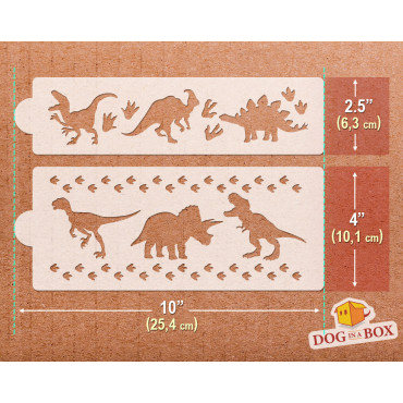 Dinosaurier Kuchen oder Wandränder Schablonen n.1 - Set von 2 wiederverwendbaren Schablonen zum Dekorieren von Kuchen oder Wände