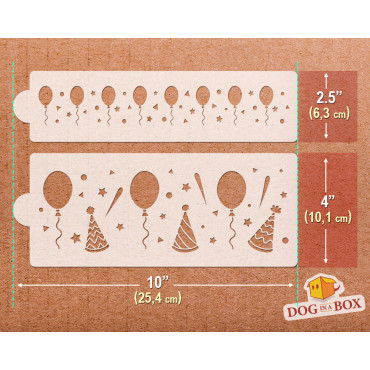 Gâteau d'anniversaire ou pochoirs bordures murales n.1 - Lot de 2 pochoirs réutilisables pour décorer gâteaux ou murs.