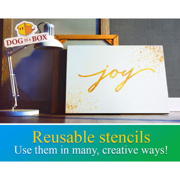 Joy stencil - Reusable stencil for home decor. Motivational words stencil for wall painting