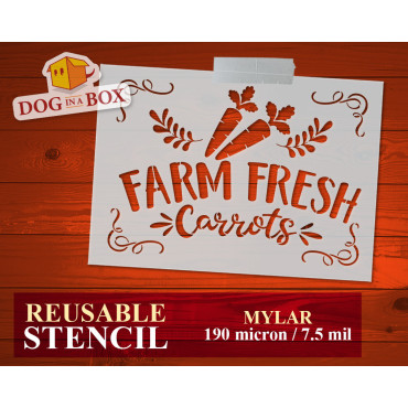 Farm Fresh Carrots stencil n.2 - Reusable farm stencil for wood signs, fabrics, bags, sacks and walls