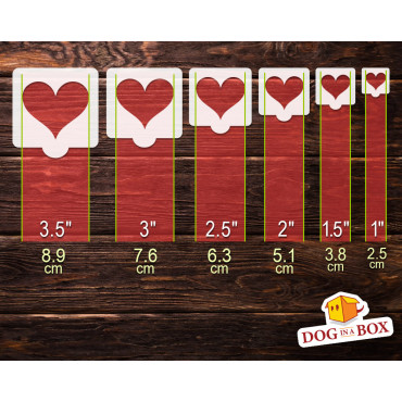 Hearts stencils - Set of 6 different sizes. Reusable heart stencils from 1" to 3.5"